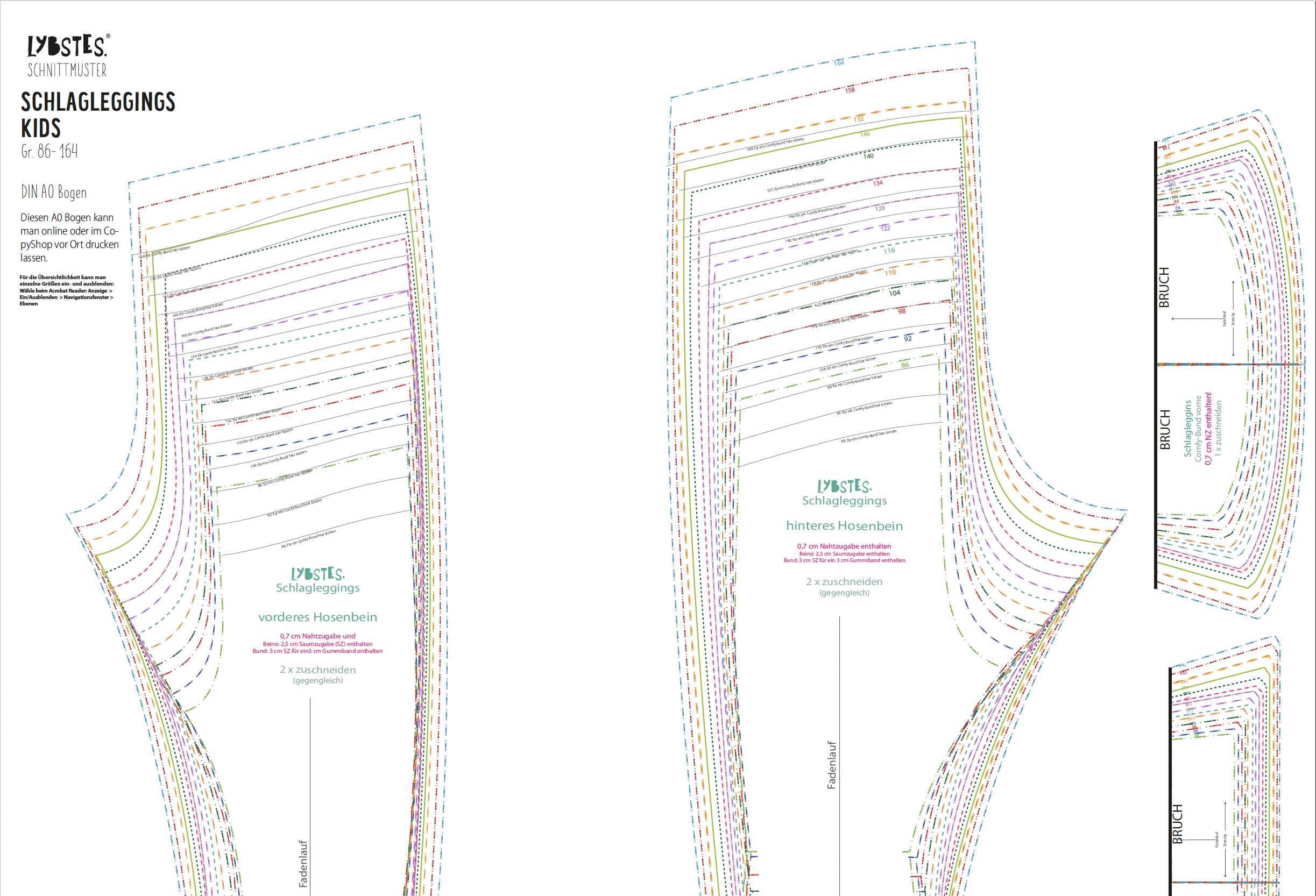 Schnittmusterplan einer Lybstes Leggings